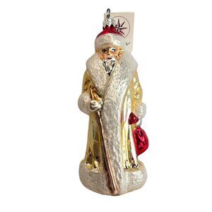 Radko Christmas Russain Santa‎ White Ornament Rare Pink Staff W Tag